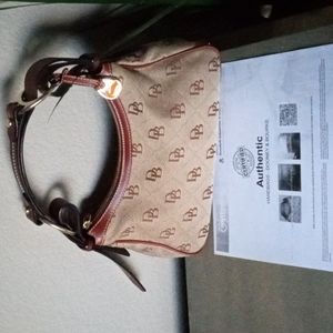 NEW Dooney & Bourke Beige & Brown Signature Jacquard Canvas & Leather Hobo.